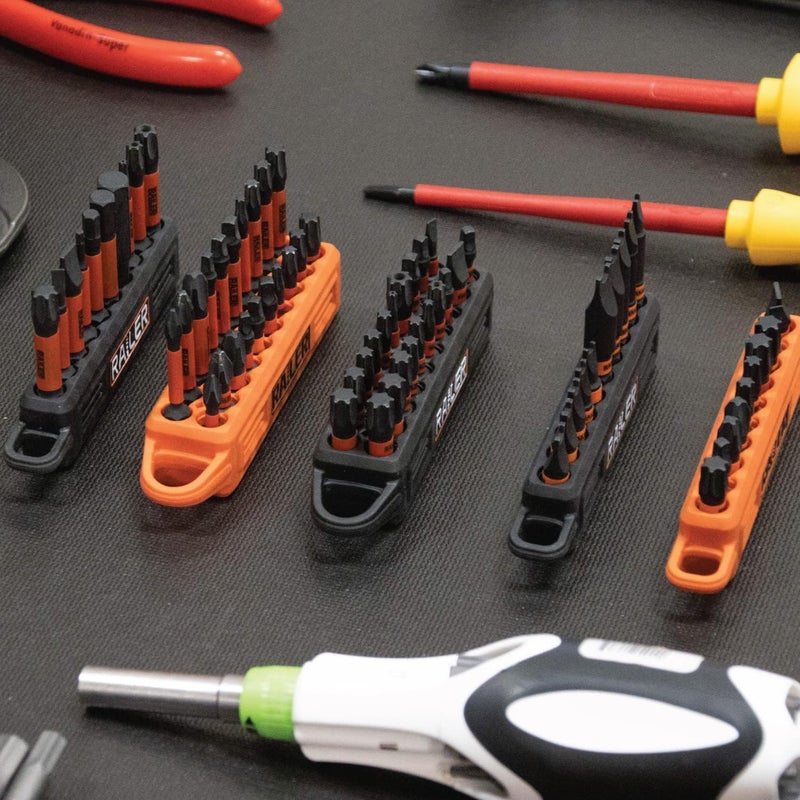 Railer Screwdriver Bit Holder Storage Organizer – 20-Hole Hi-Vis Bit Holder with Carabiner - Image 4